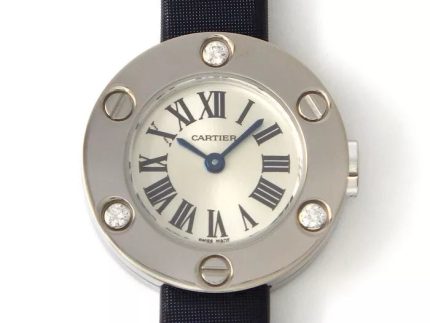 CartierLadiesLove23mmQuartz18kWhiteGoldSilverDialBlackLeatherBandWatch2974