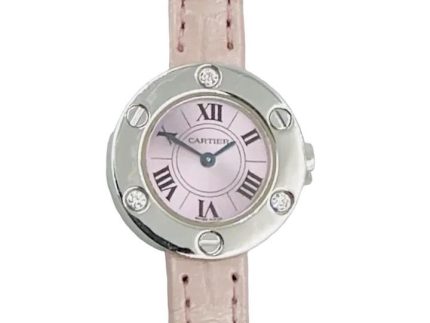 CartierLadiesLove23mmQuartz18kWhiteGoldcasePinkDialLeatherBandWatch2974