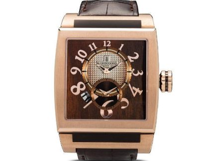 DeGrisogonoInstrumento40mm18KRoseGoldWoodenFinishDialLeatherBandWatchAU750