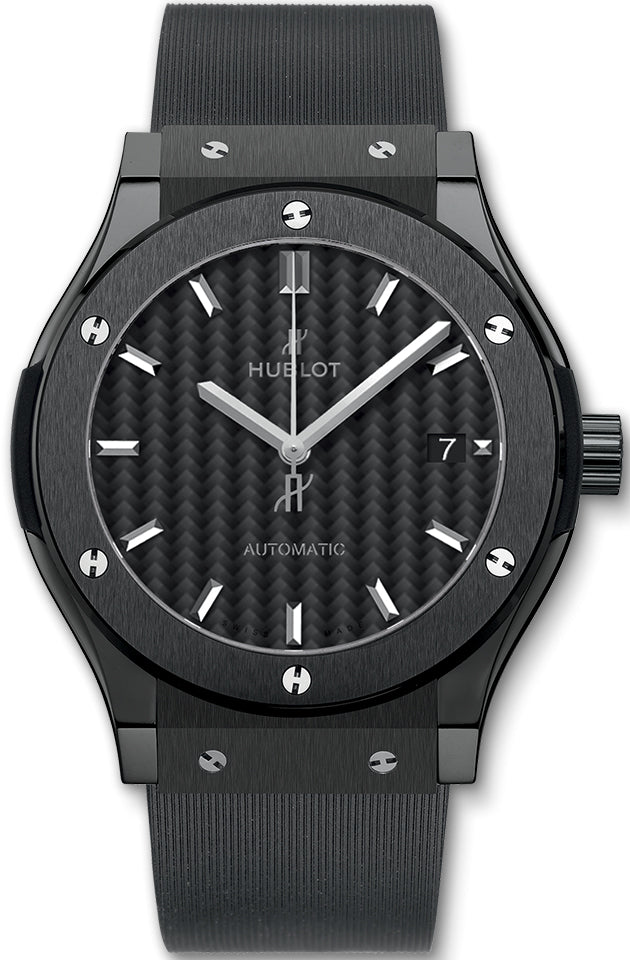 HublotClassicFusion45mmCeramicBlackDialRubberStrapWatch511.CM.1771.RX