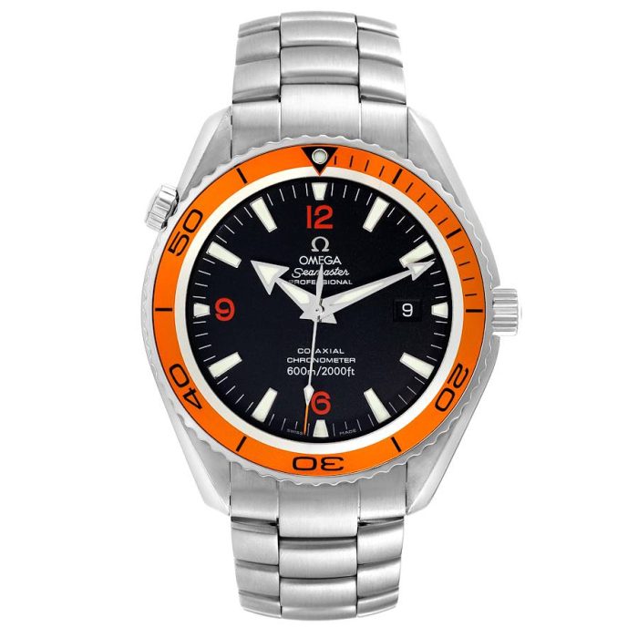 OmegaSeamasterPlanetOcean45mmBlackDialOrangeBezelStainlessSteelWatch2208.50.00