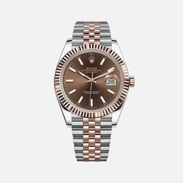 RolexDatejust36mm2Tone18kRoseGold StainlessSteelChocolateDialFlutedBezelJubileeBracelet126231