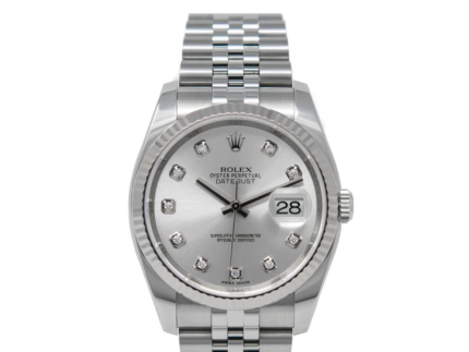 Rolex Datejust 36mm Stainless Steel 18k White Gold Dia Bezel Indulge in luxury with the Rolex Datejust 36mm, featuring a Stainless Steel and 18k White Gold case, adorned with a Diamond Bezel. Contact us at (832) 642-5664.