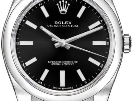 RolexOysterPerpetual34mmBlackDialOysterStainlessSteelWatch124200