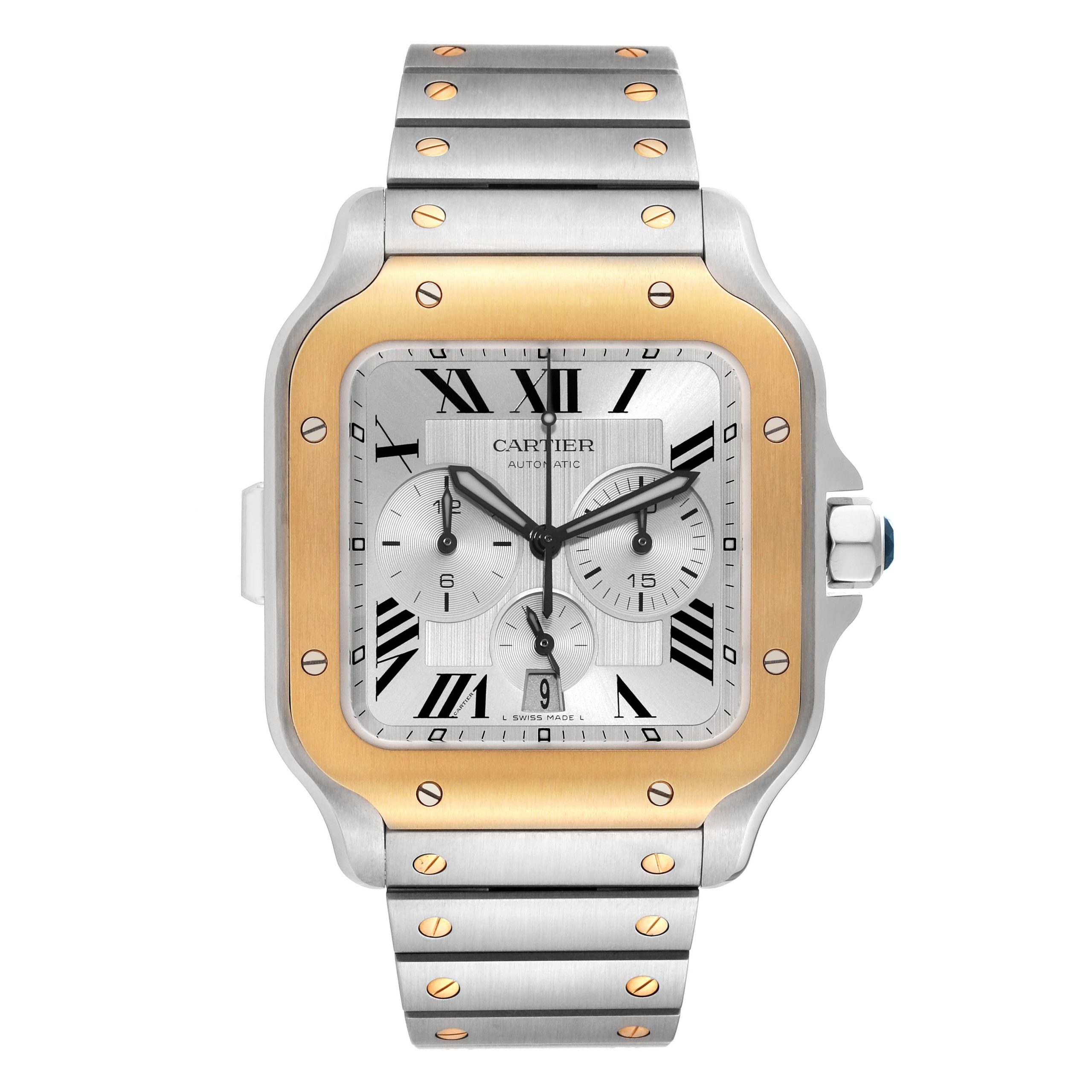 cartier santos xl chronograph steel yellow gold mens watch w2sa0008 box card 61282 71f7d scaled