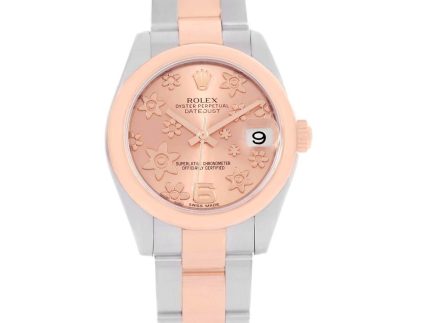 rolex datejust midsize steel rose gold pink floral dial watch 178241 143778 b