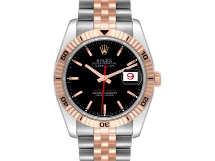 rolex datejust turnograph black dial steel rose gold mens watch 116261 60533 6351b scaled