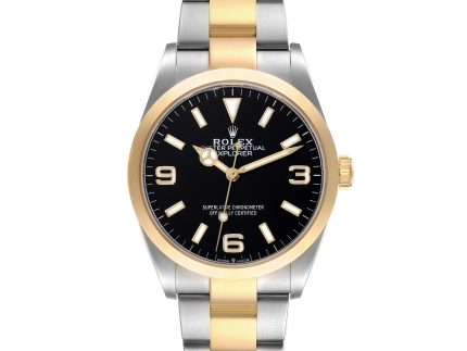 rolex explorer i steel yellow gold black dial mens watch 124273 box card 58975 b5256 scaled