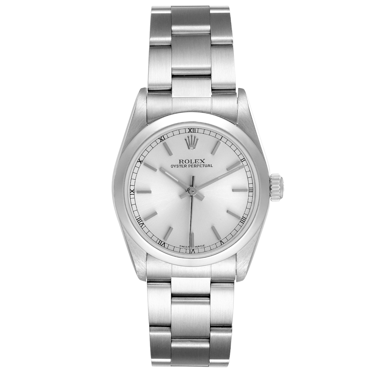 rolex midsize silver dial smooth bezel steel ladies watch 77080 box papers 43539 d5c24 Photoroom