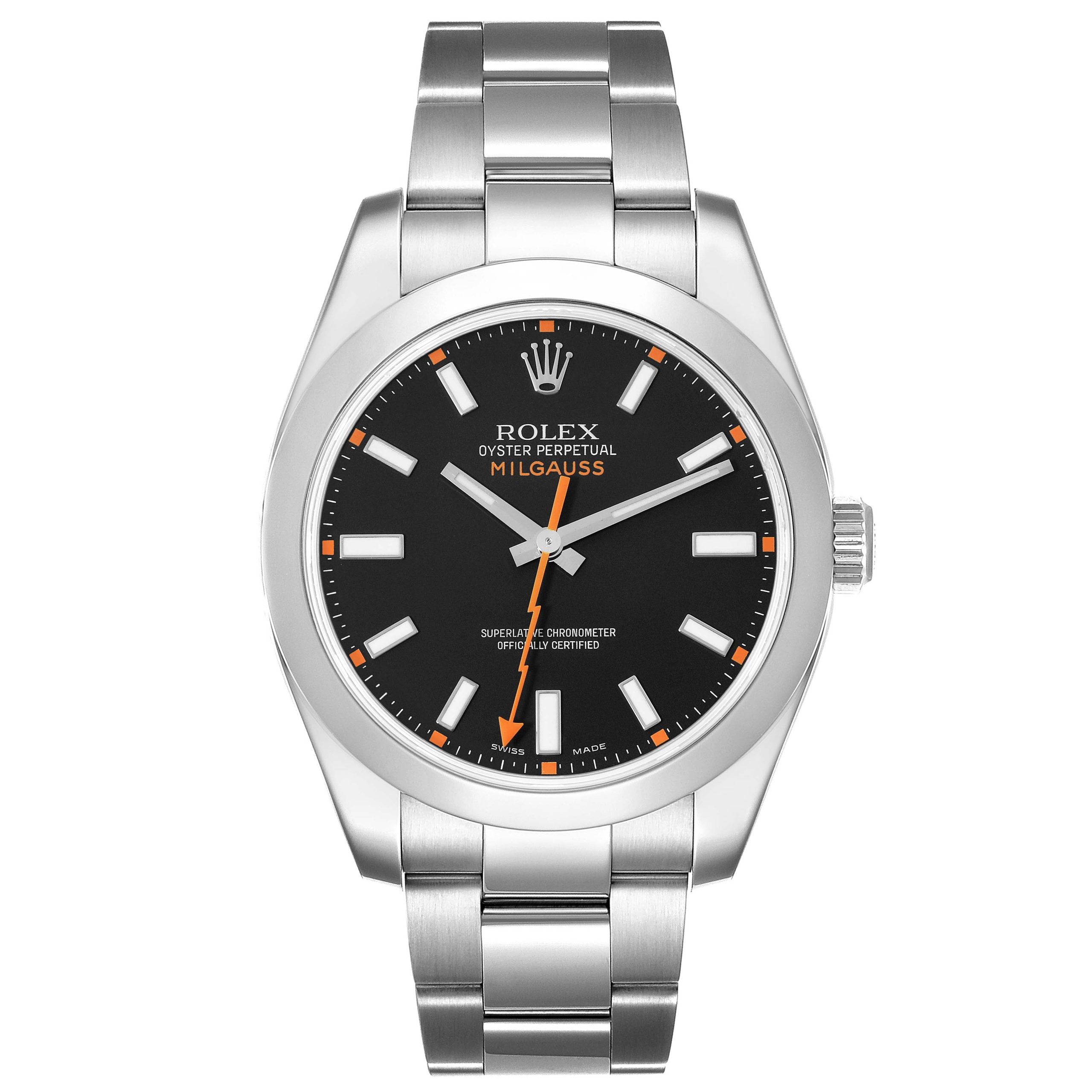 rolex milgauss black dial steel mens watch 116400 59576 2ba62 scaled