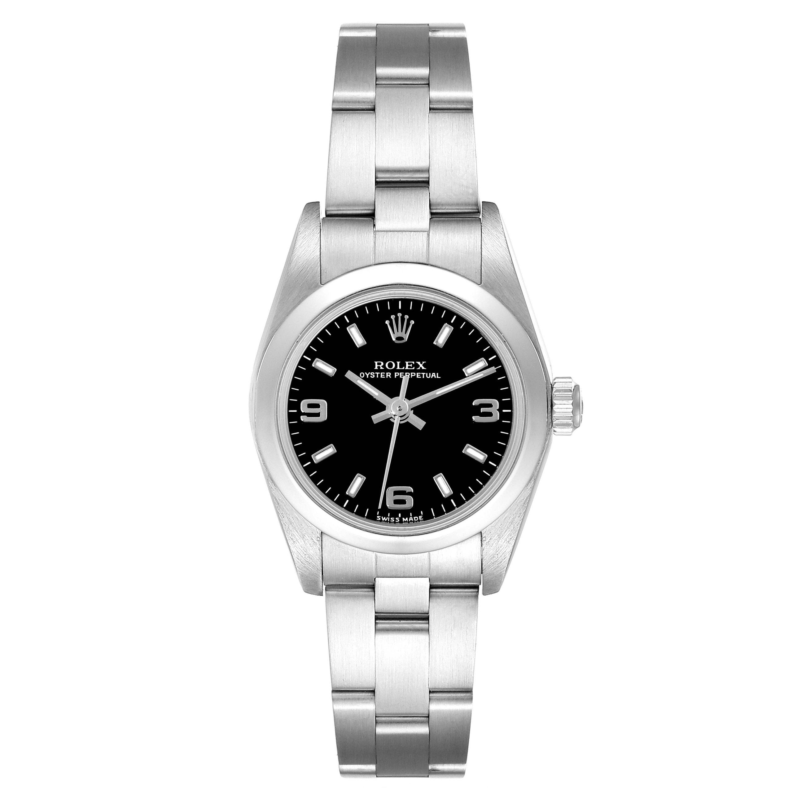 rolex oyster perpetual nondate black dial steel ladies watch 76080 box papers 58261 a2a65 scaled