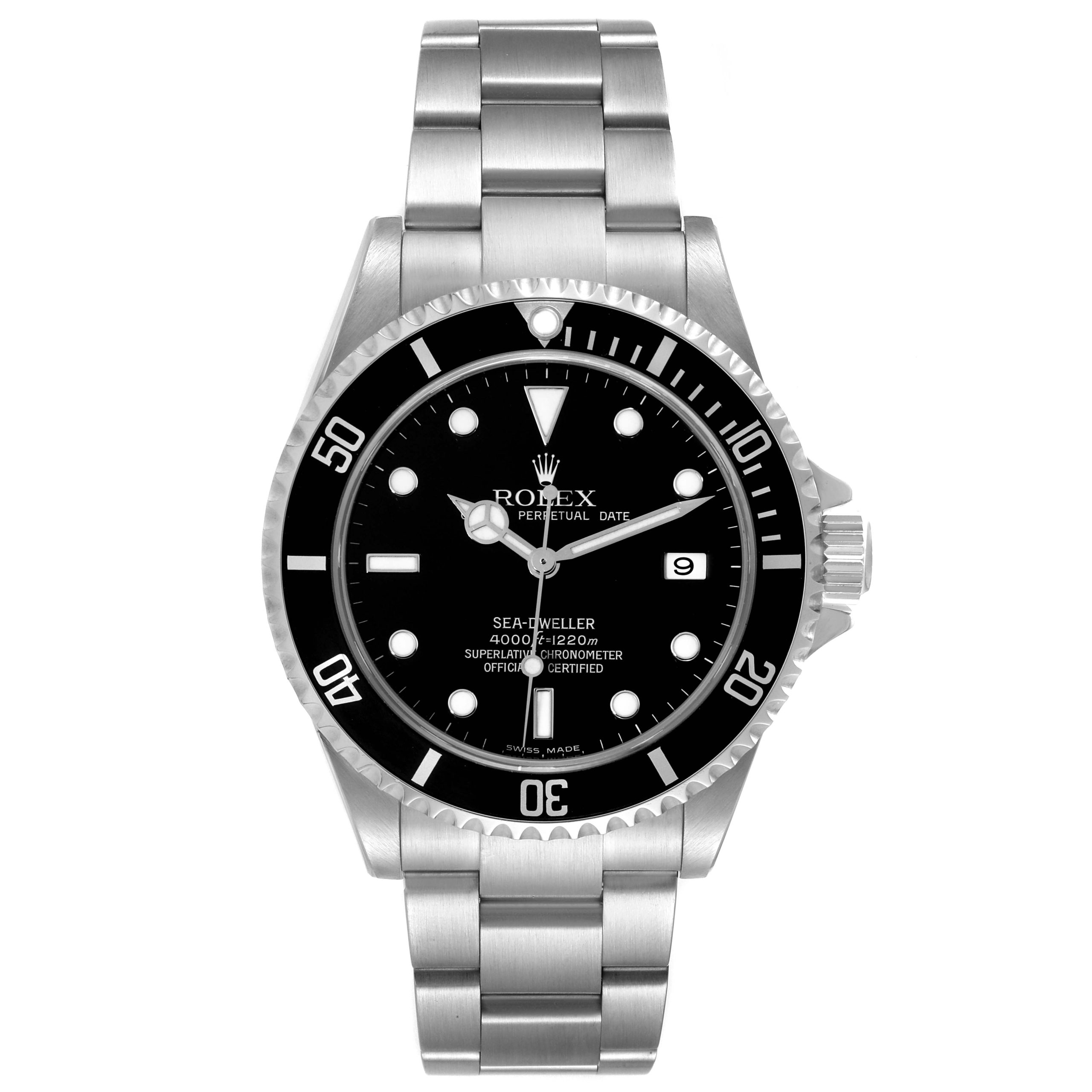 rolex seadweller 4000 black dial steel mens watch 16600 box papers 48074 d7996 scaled