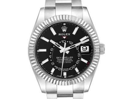 rolex sky dweller steel white gold black dial mens watch 326934 box card 59730 46be7