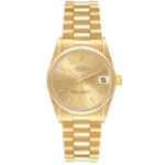 Rolex Datejust Champagne  Dial on Am Presi 18 K Bracelet Ref 68278