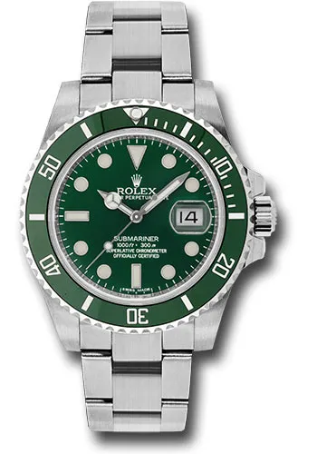 18304445_ve05nxo03m77icto7g9qjdu7ldso.webp Rolex Submariner Green Dial on Oyster Ref 116610LV with New Style Card White 2015 - Image 1