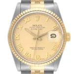 Rolex Datejust Champagne Roman Dial on D Link Jubilee Ref 16233 with Papers  1997