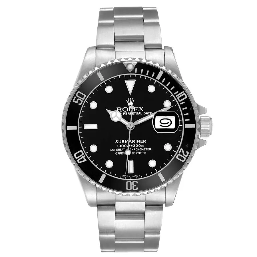 18304591_x630fiunp6fk53o4u9pgk2u9gu8f.webp Rolex Submariner Black Dial on Oyster Ref 16610 with Papers 2001 - Image 1