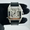 Cartier Santos 100 XL Silver Roman Chrono Dial on Leather Strap Ref 2740 - Image 2