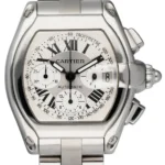 Cartier Roadster XL Chrono Silver Roman Numerals Dial on Stainless Steel Bracelet Ref 2618
