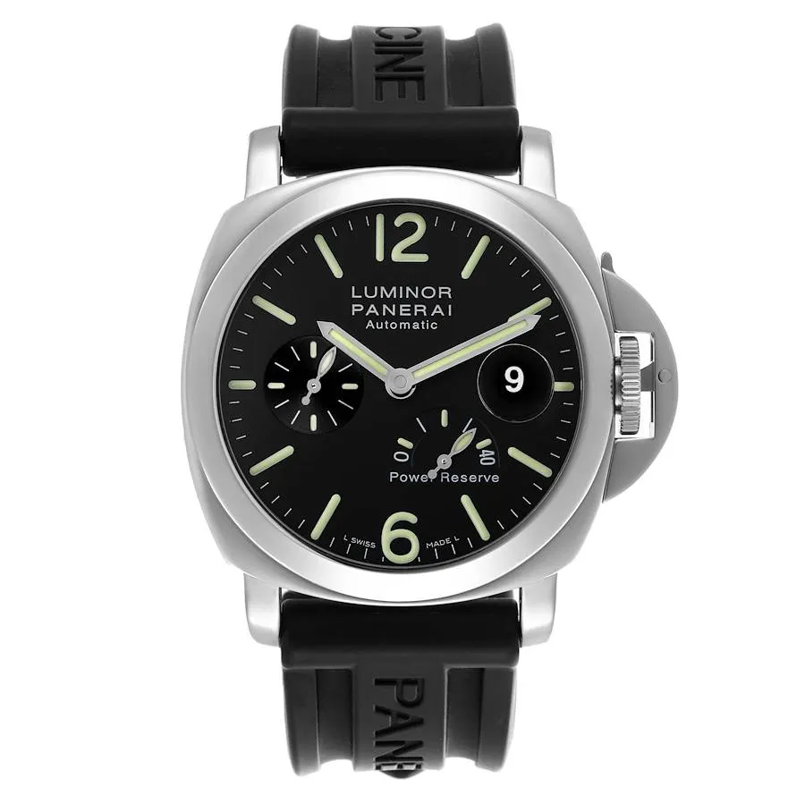 18304748_votmku3yptpdk9l24v16zmvska76.webp Panerai Luminor Power Reserve Black Dial on Rubber Ref PAM00090 with Papers 2004 - Image 1