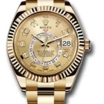Rolex Sky Dweller Champagne Sunray Arabic Dial on Oyster Ref 326938 with New Style Card White  2018
