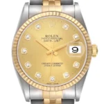 Rolex Datejust Champagne Diamond Dial on Jubilee Ref 16233 with Papers  1996