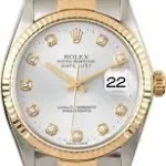 Rolex Datejust Silver Diamond Dial on D Link Jubilee Ref 16233G