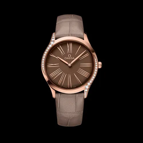 18304963_169go6tj01fa8k1ul2cway8ytin4.webp Omega De Ville Brown Dial on Leather Strap Ref 428.58.36.60.13.001 with Card - Image 1