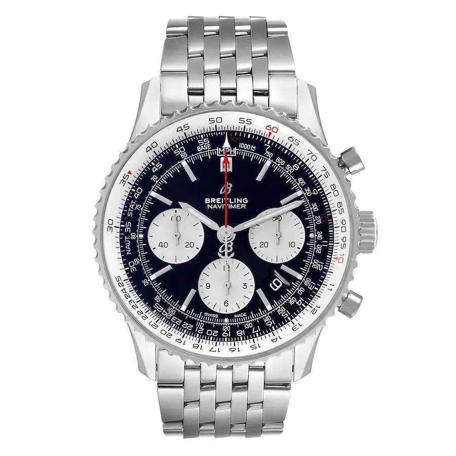 18305042_5e5otheai219daup8tton7pbdya6.webp Breitling Navitimer 01 B&P Black Dial Ref AB0121 with Card 2020 - Image 1