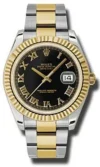 Rolex Datejust II Black Roman Dial on Oyster Ref 116333 with Card Old Green  2012