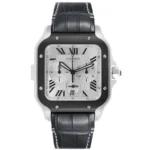 Cartier Santos XL Silver Roman Dial on Leather  Ref 4183/WSSA0017 with Card  2021