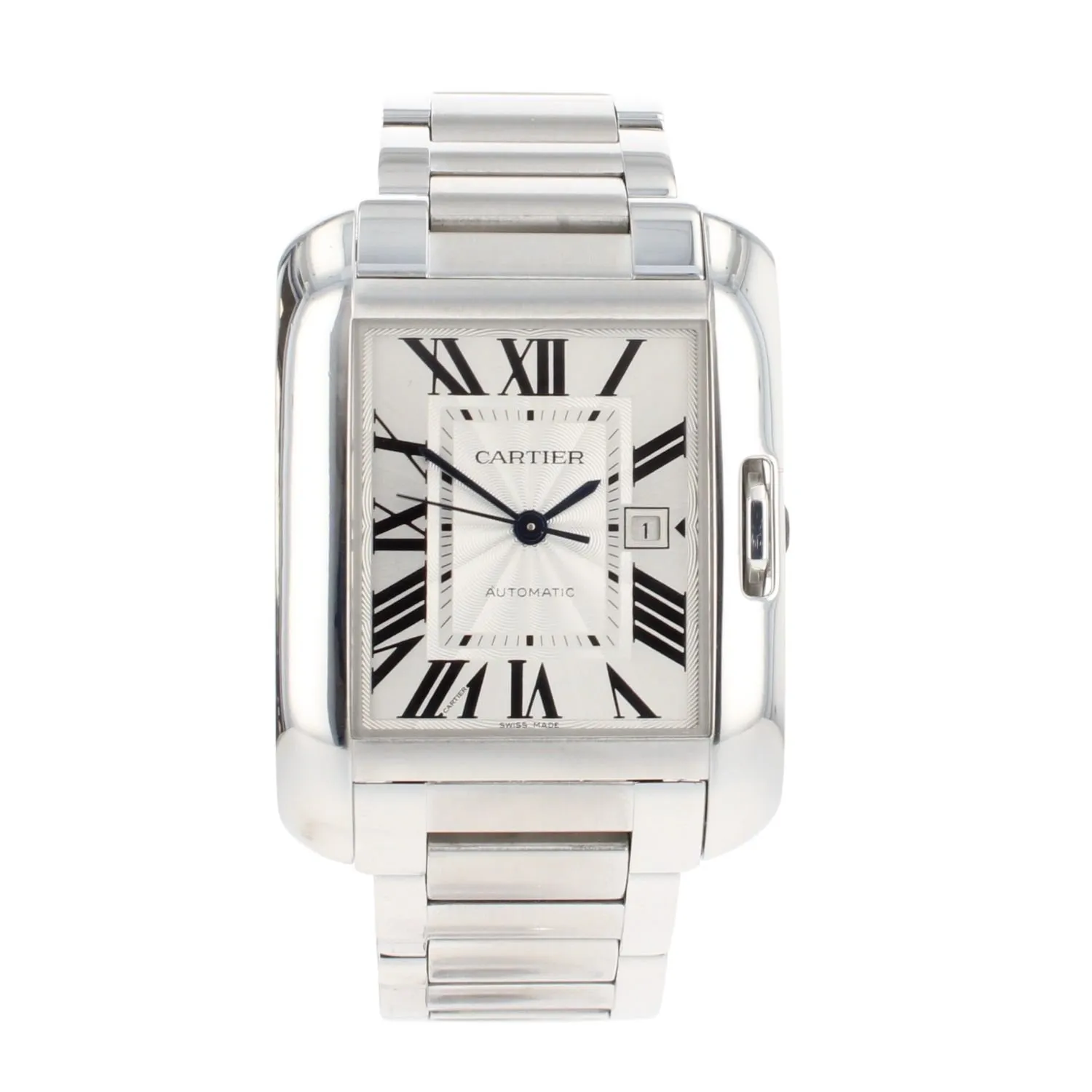 18305085_snvltmr1t016phv9hzch2z6k2y0h.webp Cartier Tank Silver Dial on Stainless Steel Bracelet Ref 3511 - Image 1