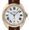 Cartier Cle Silver Roman Dial on Maroon Leather  Ref 3947/WGCL0010 with Papers  2016