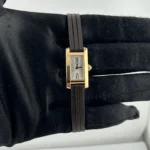 Cartier Allongee Lanieres Silver  Dial on Leather  Ref 2593