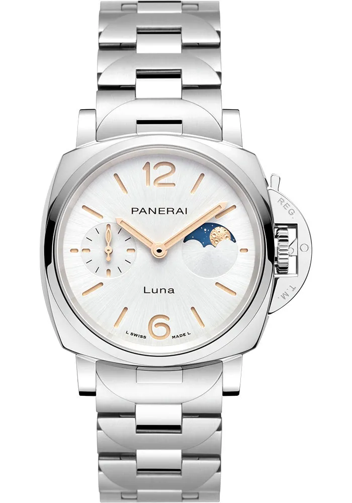 18323051_2a1x8vcld4bdfx0yn7x8l9r9gxav.webp Panerai Luminor Due Luna White Dial on Stainless Steel Bracelet Ref PAM01301 with Card 2022 - Image 1