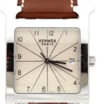 Hermes Heure H Ivory / Arabic Numerals Dial on Leather Band Ref HH1.810
