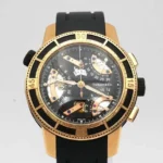 Tiffany & Co. Tri-Retrograde Black / Rose Dial on Leather Band Ref T-57