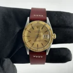 Rolex Datejust Turn-o-Graph Champagne Stick Dial on AM Leather OG Buckle Ref 6609