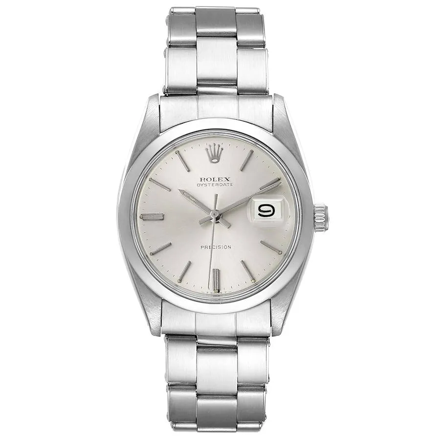 18349966_s4gl2p3fm99ehzghip34nlyw96z9.webp Rolex Oysterdate Precision Silver Stick Dial on Oyster Bracelet Ref 6694 - Image 1