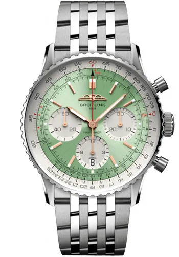 18350074_0rr5gb4gxoxmur80apmx6ada6nvn.webp Breitling Navitimer B01 Chronograph Mint Green Dial on Bracelet Ref AB0139211L1A1 with Card 2025 - Image 1