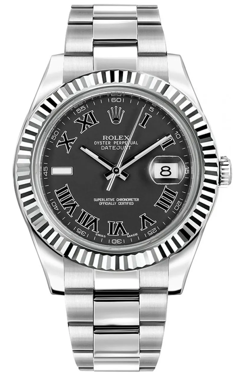 18350091_dakclhch8x0uv4vw5tfpookd82kv.webp Rolex Datejust II Black Roman Dial on Oyster Ref 116334 with Card (Old Green) 2012 - Image 1