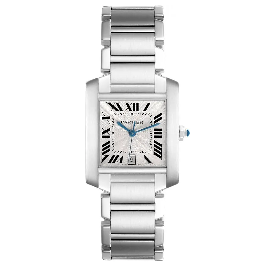18350276_x6kktozdkohmg6j9ztpqcs7iivlc.webp Cartier Tank Francaise Large White Roman Dial on Stainless Steel Bracelet Ref 2302 - Image 1