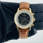 Breitling Navitimer Black Dial on Generic Leather Strap OG Buckle Ref H30030