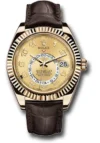 Rolex Sky Dweller Champagne Arabic Dial on Leather Ref 326138 with New Style Card (green) 2021