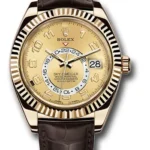 Rolex Sky Dweller Champagne Arabic Dial on Leather Ref 326138 with New Style Card (green) 2021