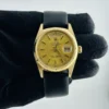 Rolex Day-Date Bark Champagne Stick Dial on Generic Leather Band Ref 18078
