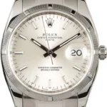 Rolex Oyster Perpetual Date Silver Stick Dial on Oyster Ref 115210 with Card (Old Green) 2009