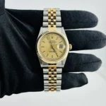 Rolex Datejust Champagne Hounds Tooth Dial on D-Link Jubilee Ref 16233