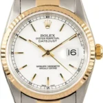 Rolex Datejust White Stick Dial on Oyster Ref 16233 with Papers 2004