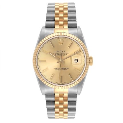 Rolex Datejust Champagne Stick Dial on Jubilee Ref 16233 with Papers  1991